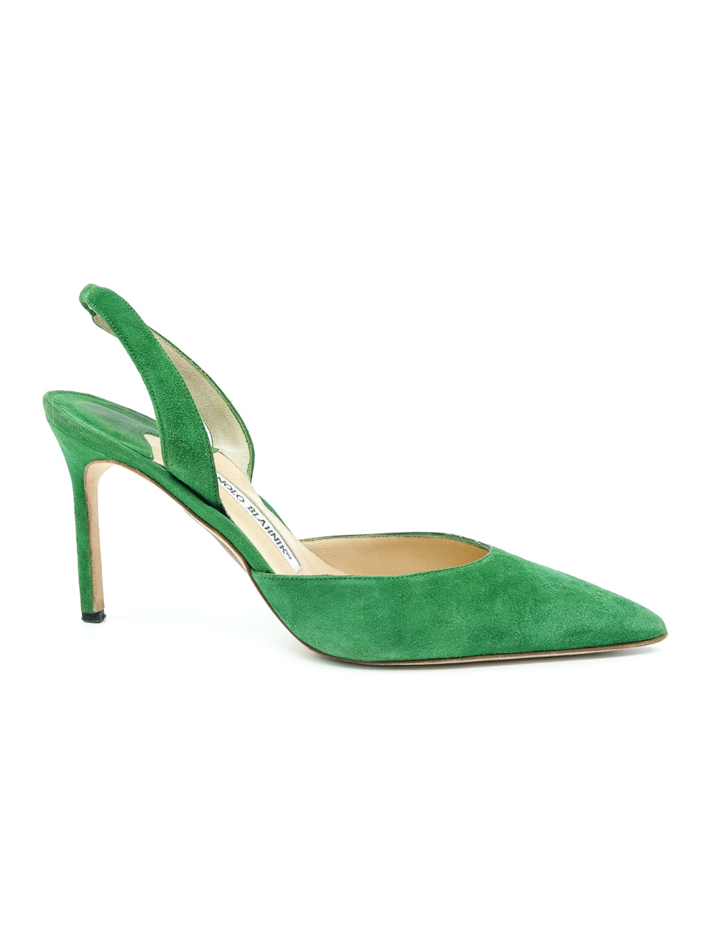 Manolo Blahnik Green Slingback Heels, - Main Image