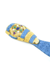 Judith Leiber Blue Ostrich Leather Belt Accessory arcadeshops.com