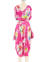 Dolce And Gabbana Floral Printed Chain Accent Dress Dress arcadeshops.com