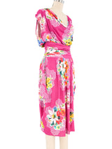 Dolce And Gabbana Floral Printed Chain Accent Dress Dress arcadeshops.com