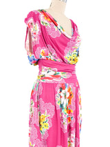 Dolce And Gabbana Floral Printed Chain Accent Dress Dress arcadeshops.com