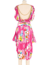 Dolce And Gabbana Floral Printed Chain Accent Dress Dress arcadeshops.com