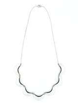 White and Black Enameled Scalloped Necklace Accessory arcadeshops.com