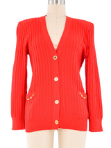 Celine Red Knit Cardigan Top arcadeshops.com