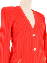 Celine Red Knit Cardigan Top arcadeshops.com