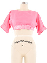 1960s Pink Chiffon Crop Blouse Top arcadeshops.com