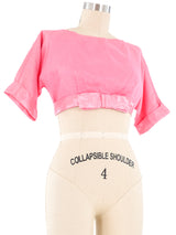1960s Pink Chiffon Crop Blouse Top arcadeshops.com