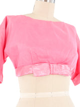 1960s Pink Chiffon Crop Blouse Top arcadeshops.com
