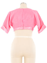 1960s Pink Chiffon Crop Blouse Top arcadeshops.com