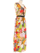 1960s Floral Vest and Maxi Skirt Ensemble Suit arcadeshops.com