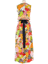 1960s Floral Vest and Maxi Skirt Ensemble Suit arcadeshops.com