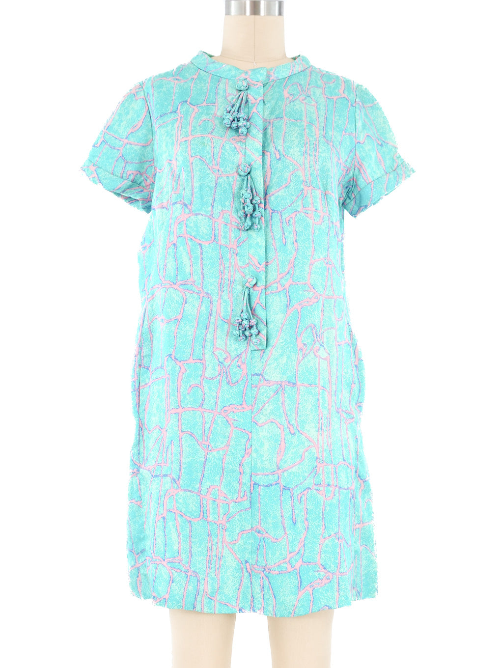 1960s Turquoise Marble Dye Dress 1960s Turquoise Marble Dye Dress