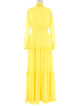 1970s Yellow Pleat Maxi Dress Dress arcadeshops.com