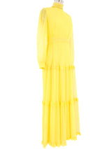 1970s Yellow Pleat Maxi Dress Dress arcadeshops.com