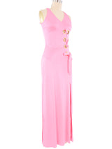 Bubblegum Pink Grommet Accent Maxi Dress Dress arcadeshops.com