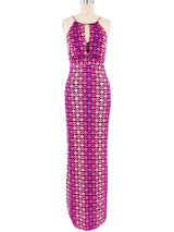 1970s Neon Printed Halter Dress Dress arcadeshops.com