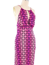 1970s Neon Printed Halter Dress Dress arcadeshops.com