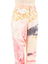 2001 Roberto Cavalli Jewel Face Print Denim Bottom arcadeshops.com