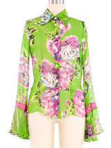 Dolce And Gabbana Floral Silk Chiffon Blouse Top arcadeshops.com