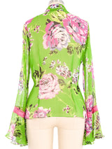 Dolce And Gabbana Floral Silk Chiffon Blouse Top arcadeshops.com