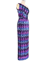 Lilli Diamond Sequin One Shoulder Gown Dress arcadeshops.com