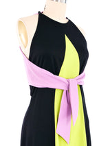 Colorblock Wrap Around Halter Gown Dress arcadeshops.com