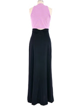 Colorblock Wrap Around Halter Gown Dress arcadeshops.com
