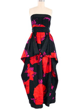 1980s Bill Blass Strapless Floral Dress Dress arcadeshops.com