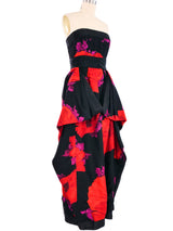 1980s Bill Blass Strapless Floral Dress Dress arcadeshops.com