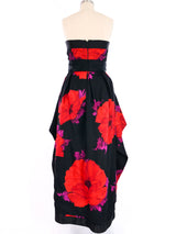 1980s Bill Blass Strapless Floral Dress Dress arcadeshops.com