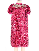 Dolce and Gabbana Sequin Jeweled Collar Dress Dress arcadeshops.com