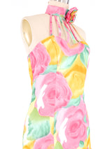 Cage Neck Floral Cocktail Dress Dress arcadeshops.com