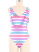 1980s Striped Swimsuit Suit arcadeshops.com