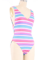 1980s Striped Swimsuit Suit arcadeshops.com