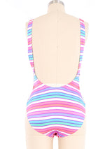1980s Striped Swimsuit Suit arcadeshops.com