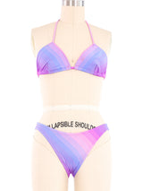 1970s Pink And Purple Striped Bikini Suit arcadeshops.com