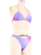 1970s Pink And Purple Striped Bikini Suit arcadeshops.com