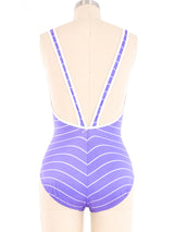 1970s Striped Purple Swimsuit Suit arcadeshops.com