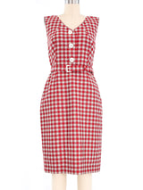 Prada Belted Gingham Sheath Dress Dress arcadeshops.com