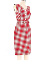 Prada Belted Gingham Sheath Dress Dress arcadeshops.com