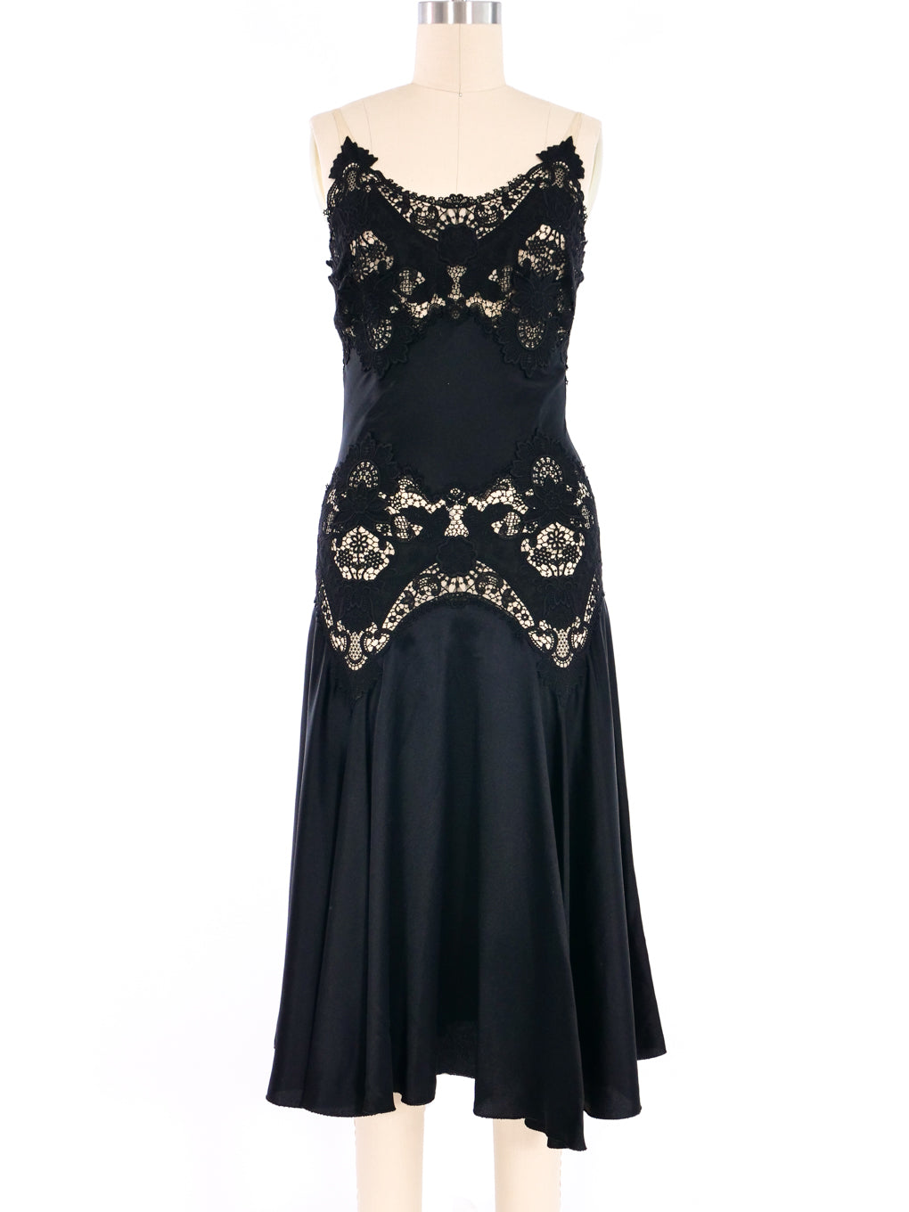 Alexander McQueen Lace Inset Silk Dress Alexander McQueen Lace Inset Silk Dress