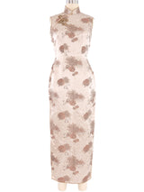 1950s Metallic Beige Cheongsam Dress Dress arcadeshops.com