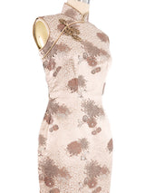 1950s Metallic Beige Cheongsam Dress Dress arcadeshops.com