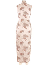 1950s Metallic Beige Cheongsam Dress Dress arcadeshops.com