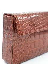 Prada Brown Crocodile Clutch Accessory arcadeshops.com