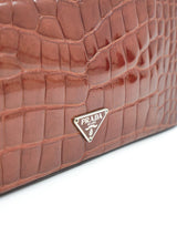 Prada Brown Crocodile Clutch Accessory arcadeshops.com