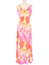 1970s Watercolor Maxi Dress And Chiffon Overlay Ensemble Dress arcadeshops.com
