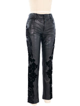 Roberto Cavalli Flocked Floral Faux Leather Pants Bottom arcadeshops.com