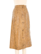 Givenchy Beige Khaki Leather Midi Skirt Bottom arcadeshops.com