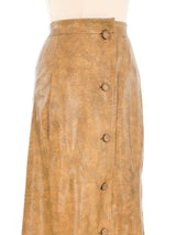 Givenchy Beige Khaki Leather Midi Skirt Bottom arcadeshops.com